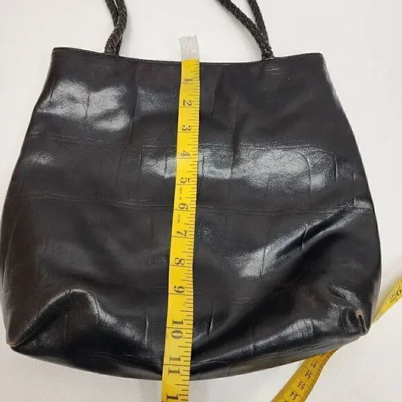 A. Gianneti Vintage Italian Leather Black Croc Embossed Handbag - Picture 6 of 10